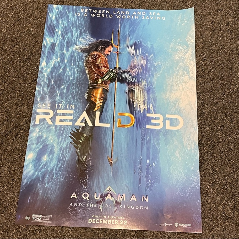 New Aquaman And The Lost Kingdom 2023 Mini Movie Poster Real D 3D Theater